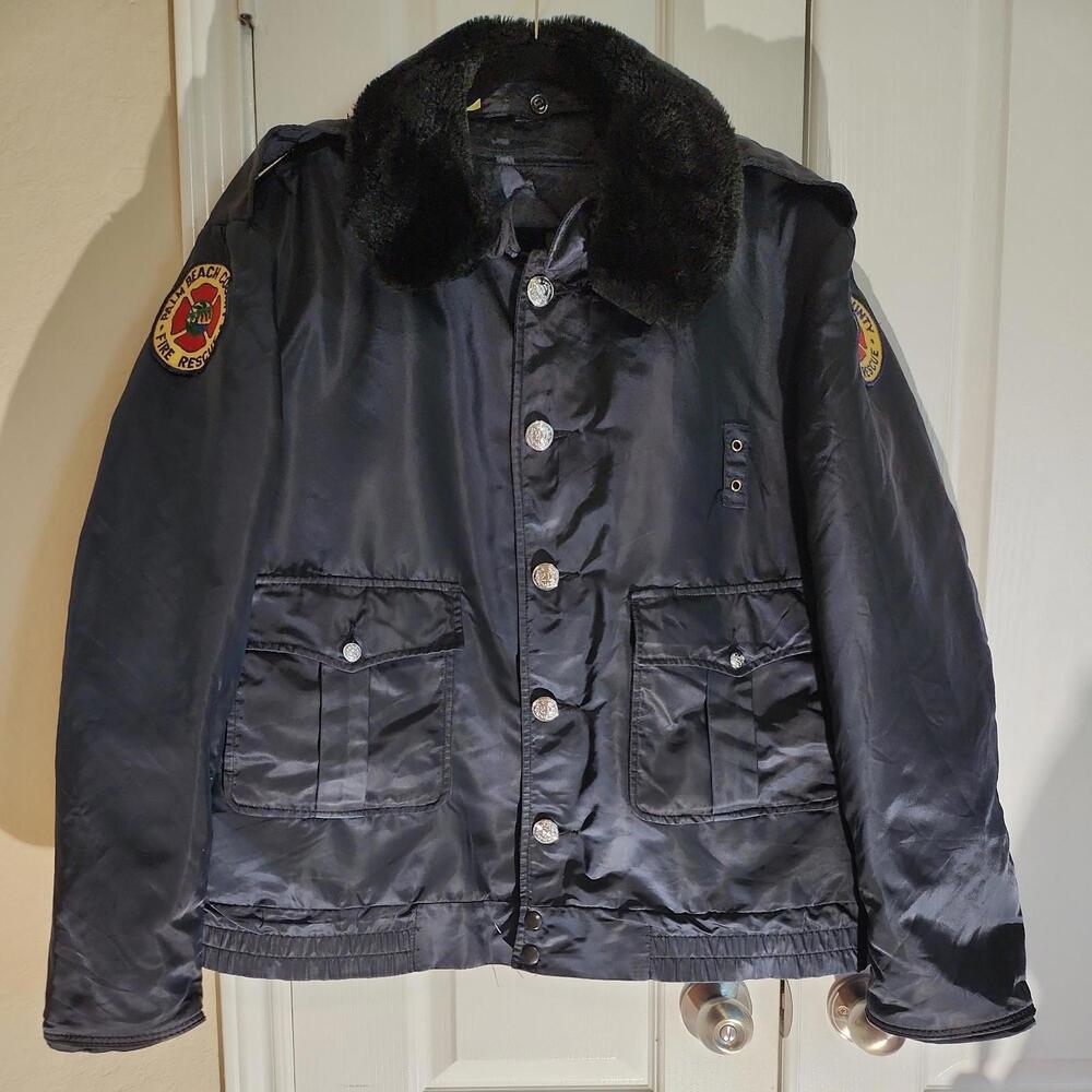 Ceiling Zero BLAUER Mens Zip Buttons Fire Rescue Jacket Navy Blue Size 48 L